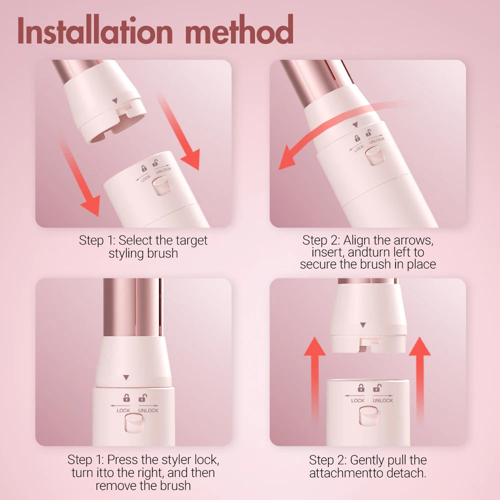 LuxeAir 5-in-1 Pink Styler – Secado, volumen y ondas en un solo paso